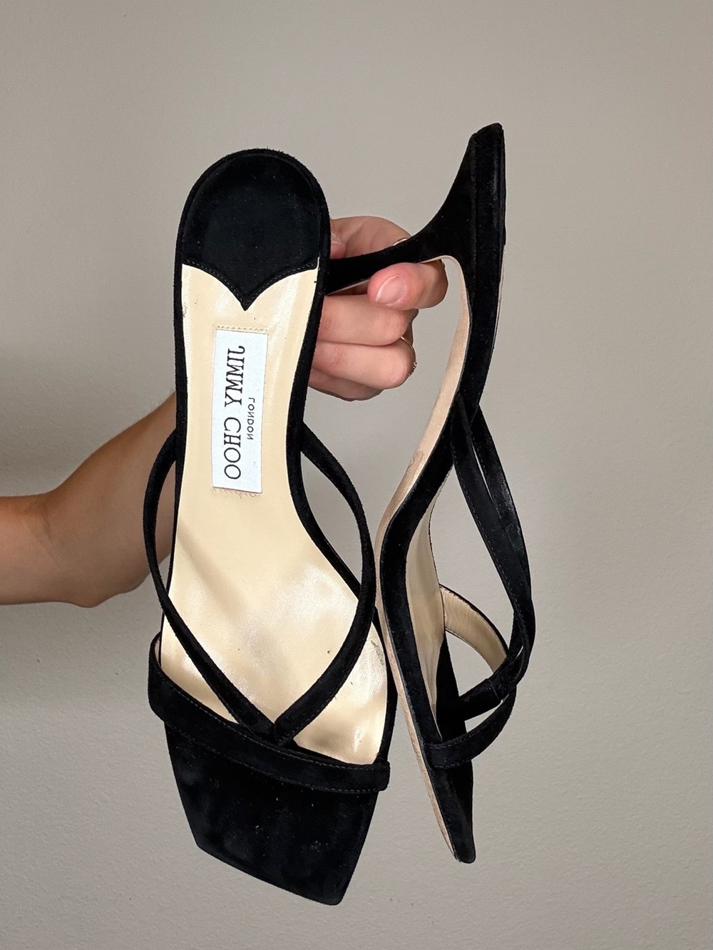 Jimmy Choo Black Suede Strappy Heeled Sandals